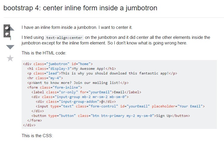 Bootstrap 4:  centralize inline form  in a jumbotron